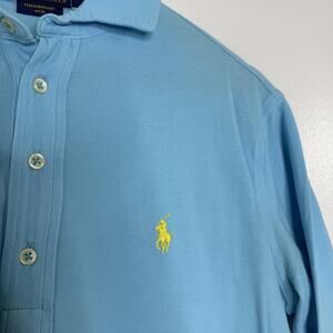 Polo Ralph Lauren Polo Shirt Mens Small Blue Featherweight Mesh Long Sleeve Golf